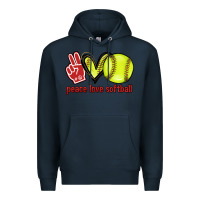Navy Peace love Softball Premium Hoodie - HowdyJamesFarm