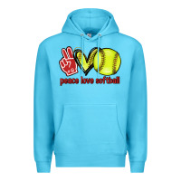Ocean Blue Peace love Softball Premium Hoodie - HowdyJamesFarm