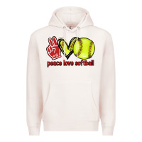 Pale Pink Peace love Softball Premium Hoodie - HowdyJamesFarm