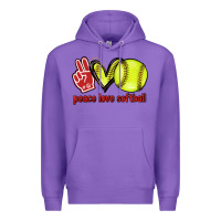 Purple Peace love Softball Premium Hoodie - HowdyJamesFarm