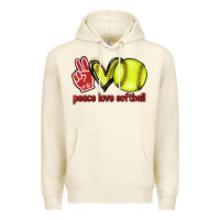 Sandshell Peace love Softball Premium Hoodie - HowdyJamesFarm