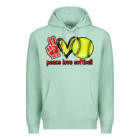 Seafoam Peace love Softball Premium Hoodie - HowdyJamesFarm