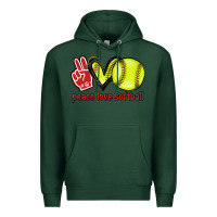 Sports Green Peace love Softball Premium Hoodie - HowdyJamesFarm