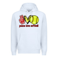 White Peace love Softball Premium Hoodie - HowdyJamesFarm