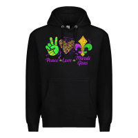 Black peace love mardi gras Premium Hoodie - JahusDesignShop