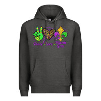 Charcoal Heather peace love mardi gras Premium Hoodie - JahusDesignShop