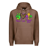 Chestnut peace love mardi gras Premium Hoodie - JahusDesignShop