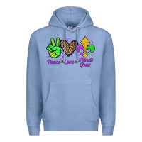 Colony Blue peace love mardi gras Premium Hoodie - JahusDesignShop