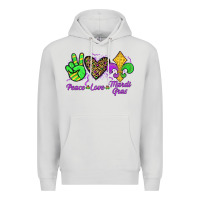 Dove Grey peace love mardi gras Premium Hoodie - JahusDesignShop