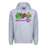 Heather Grey peace love mardi gras Premium Hoodie - JahusDesignShop