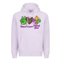 Lilac peace love mardi gras Premium Hoodie - JahusDesignShop
