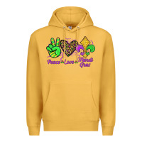 Mustard peace love mardi gras Premium Hoodie - JahusDesignShop