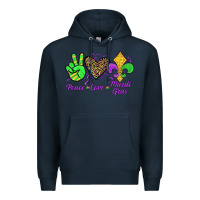 Navy peace love mardi gras Premium Hoodie - JahusDesignShop