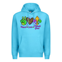 Ocean Blue peace love mardi gras Premium Hoodie - JahusDesignShop