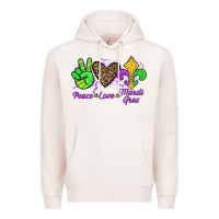 Pale Pink peace love mardi gras Premium Hoodie - JahusDesignShop