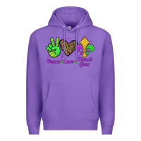 Purple peace love mardi gras Premium Hoodie - JahusDesignShop