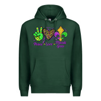 Sports Green peace love mardi gras Premium Hoodie - JahusDesignShop