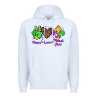 White peace love mardi gras Premium Hoodie - JahusDesignShop