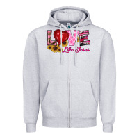 Heather Grey valentine's day love like jesus Zipper Hoodie - RanaPortraitStore