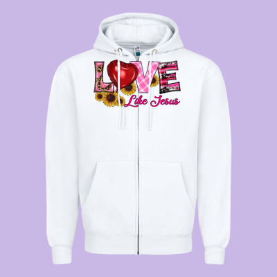 Valentine's Day Love Like Jesus Zipper Hoodie Designed By Ranaportraitstore
