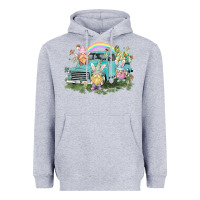 Heather Grey Easter gnomies with truck Easter Day Heavyweight Hoodie - HowdyJamesFarm