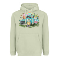Matcha Easter gnomies with truck Easter Day Heavyweight Hoodie - HowdyJamesFarm
