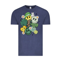 Vintage Denim st patricks day green smile Vintage Tee - MaliasSmallBusiness