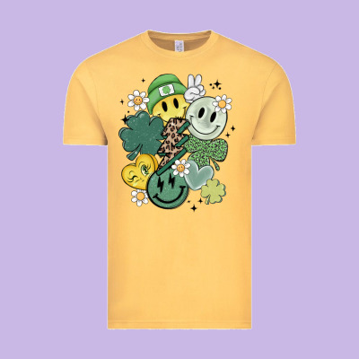 St Patricks Day Green Smile Vintage Tee Designed By Maliassmallbusiness