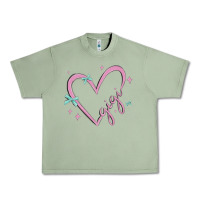 Oil Green gigi with heart and ribbons Urban Heavy Tee - MaliasSmallBusiness
