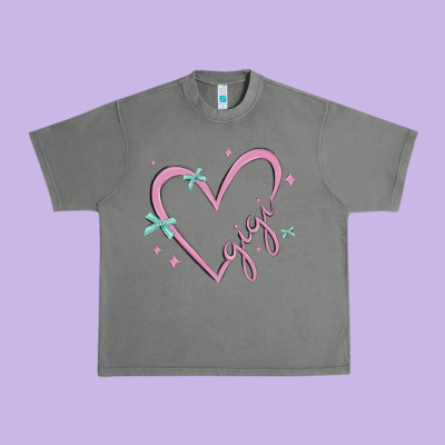 Gigi With Heart And Ribbons Urban Heavy Tee Designed By Maliassmallbusiness