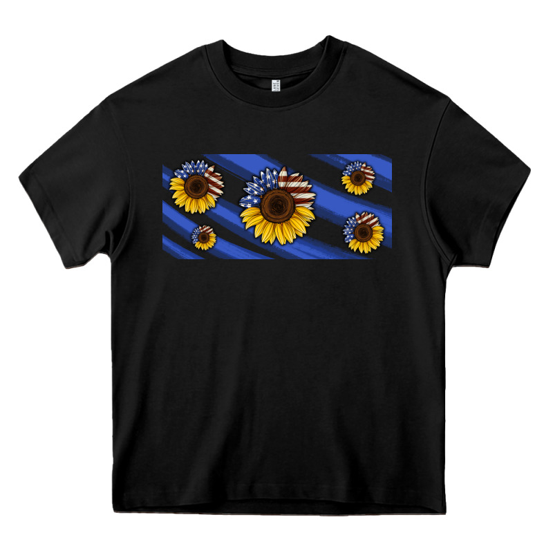American Flag Sunflowers 16oz Libbey Cup Heavy Core Tee by HRA Design Shop | Teevron