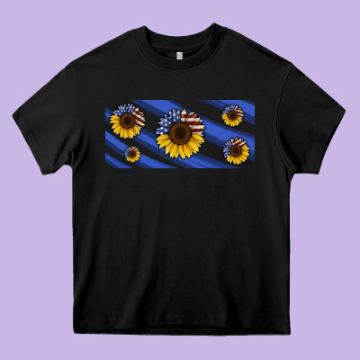 American Flag Sunflowers 16oz Libbey Cup Heavy Core Tee Designed By Hra Design Shop