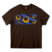 Chocolate Brown american flag sunflowers 16oz libbey cup Heavy Core Tee - HRA Design Shop