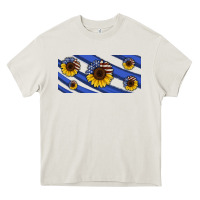 Cream american flag sunflowers 16oz libbey cup Heavy Core Tee - HRA Design Shop