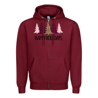 Burgundy Happy Holidays Tree Zipper Hoodie - Bettercallsaul