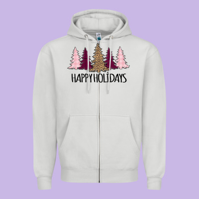 Happy Holidays Tree Zipper Hoodie Designed By Bettercallsaul