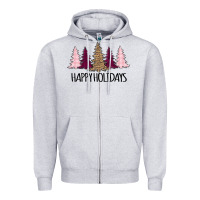 Heather Grey Happy Holidays Tree Zipper Hoodie - Bettercallsaul
