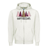 Oatmeal Heather Happy Holidays Tree Zipper Hoodie - Bettercallsaul