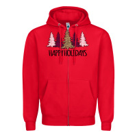 Red Happy Holidays Tree Zipper Hoodie - Bettercallsaul