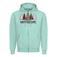 Seafoam Happy Holidays Tree Zipper Hoodie - Bettercallsaul