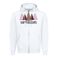 White Happy Holidays Tree Zipper Hoodie - Bettercallsaul