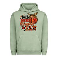 Pigment Oil Green little sister biggest fan basketball Urban Hoodie - FaDigitalArtStudio