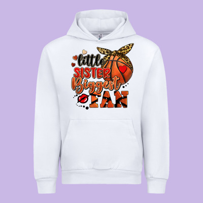 Little Sister Biggest Fan Basketball Urban Hoodie Designed By Fadigitalartstudio