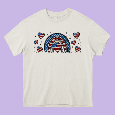 American Flag Rainbow 16oz Libbey Cup Heavy Core Tee Designed By Hra Design Shop