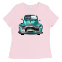 Bubblegum Pink western truck front view Ladies Tee - FaDigitalArtStudio