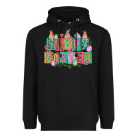 Black Happy Easter with plate letters Easter Day Heavyweight Hoodie - HowdyJamesFarm