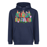 Navy Happy Easter with plate letters Easter Day Heavyweight Hoodie - HowdyJamesFarm