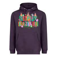 Plum Happy Easter with plate letters Easter Day Heavyweight Hoodie - HowdyJamesFarm