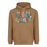Toasted Coconut Happy Easter with plate letters Easter Day Heavyweight Hoodie - HowdyJamesFarm