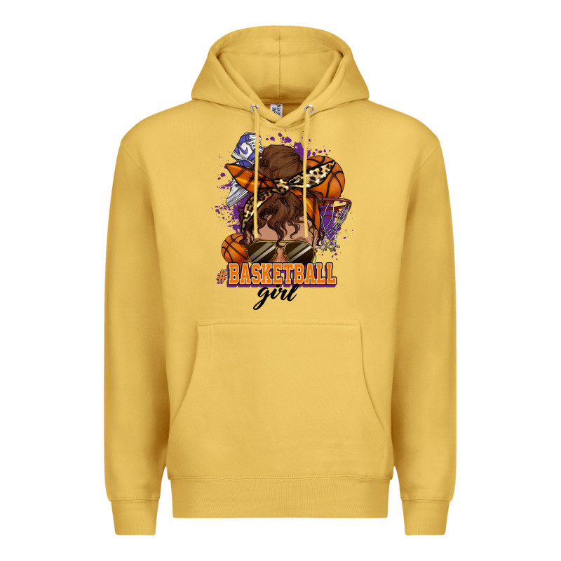 Messy Bun Basketball Girl Premium Hoodie by HowdyJamesFarm | Teevron